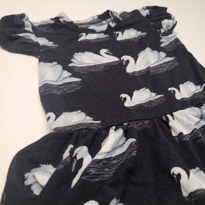 Posh Peanut Bamboo black dress with white swans